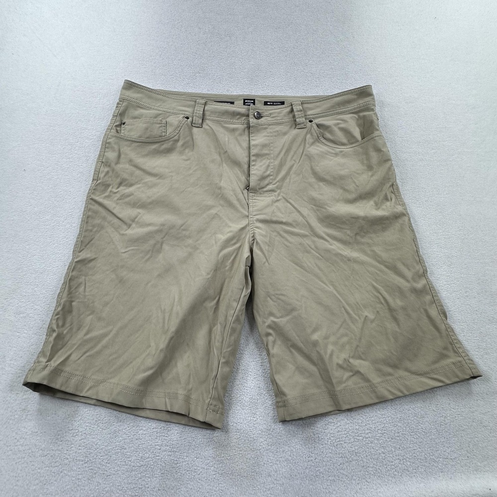Prana Brion II Shorts Mens 40 Beige Standard Fit 11" Stretch Travel Outdoor